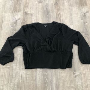 Torrid Zig Zag Surplice Cropped Long Sleeve Black Blouse Womens Plus Size 3